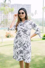 Moreena A-Line Midi Dress White #5