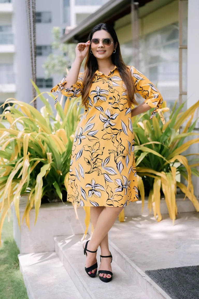 Moreena A-Line Midi Dress Yellow #1