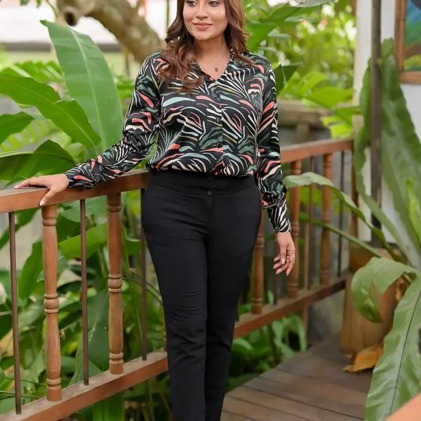 3/4 Sleeve Collar Shirt Blouse