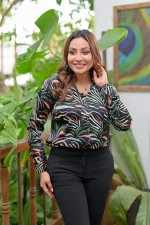 3/4 Sleeve Collar Shirt Blouse - Image 4