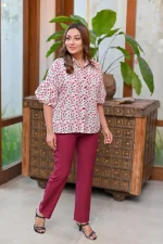 Floral Print Puff-Sleeve Blouse