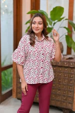 Floral Print Puff-Sleeve Blouse - Image 7