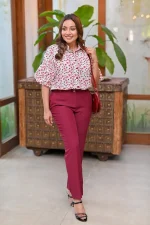 Floral Print Puff-Sleeve Blouse - Image 3