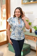 Floral Ruffle-Sleeve Blouse - Image 7