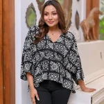 Pleated Batwing Sleeve Peplum Blouse