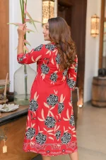 Theia A Line Midi Dress Red - Image 2