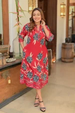 Theia A Line Midi Dress Red - Image 4