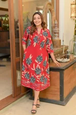 Theia A Line Midi Dress Red - Image 3