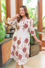 Theia A Line Midi Dress White - Image 5