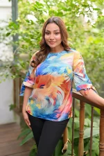 Tie Up Sleeve Setine Blouse - Image 5