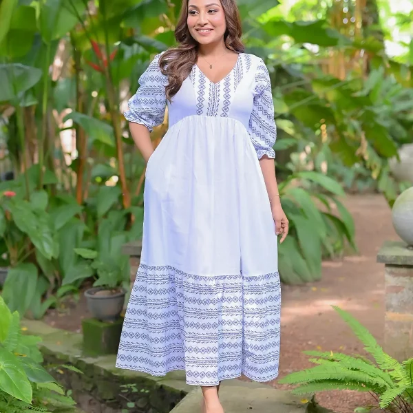 Neesh White Maxi Dress Black Mix