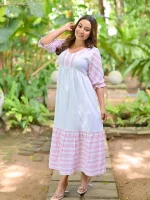 Neesh White Maxi Dress Pink Mix - Image 3