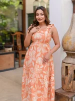 Suhee Tire Maxi Dress Orange - Image 3