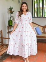 Kathy Full Flared Cutlone Maxi Dress Red - Image 2