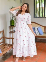 Kathy Full Flared Cutlone Maxi Dress Red - Image 5