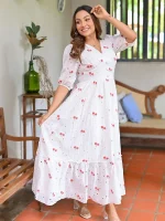 Kathy Full Flared Cutlone Maxi Dress Red - Image 4