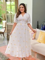 Kathy Full Flared Cutlone Maxi Dress Yellow