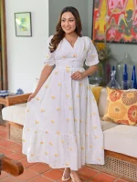 Kathy Full Flared Cutlone Maxi Dress Yellow - Image 6