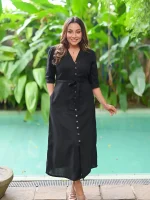 Lore Black Full Button Maxi Dress - Image 9