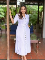 Lore White Full Button Maxi Dress - Image 3